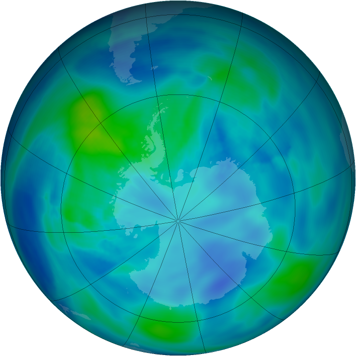 Antarctic ozone map for 01 April 2007